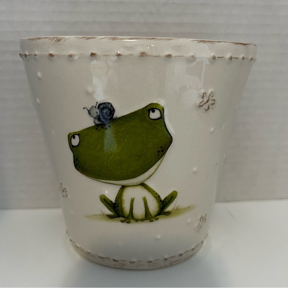 Enesco Stacey Yacula Frog and Snail ceramic wall pocket/planter - Picture 3 of 12